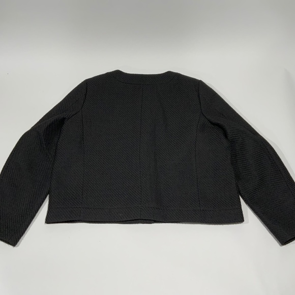 J. Crew Sz 18 Black Tweed Lady Jacket cropped collarless blazerBS929 BS928 - Picture 8 of 8